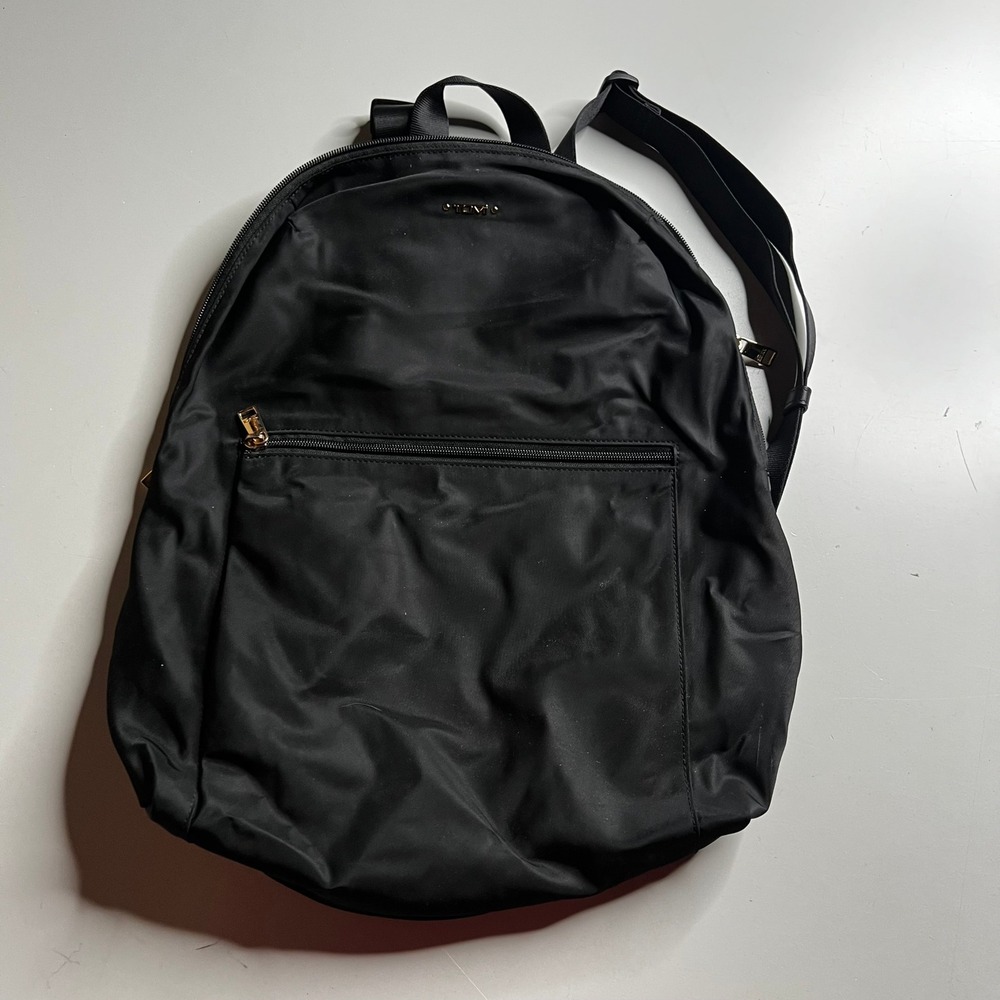 Tumi Just In Case Backpack Black Nylon‎ Gold Hardware Travel Packable Bag